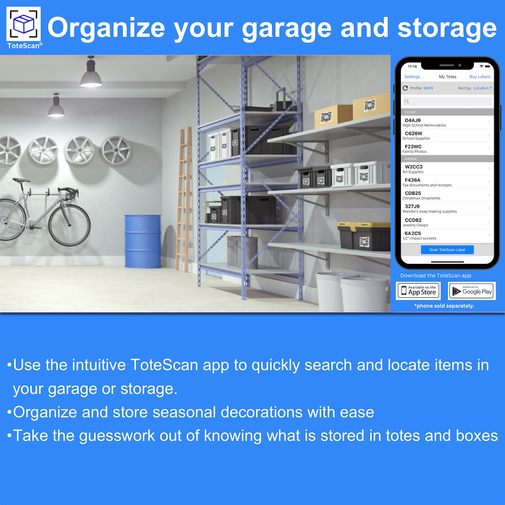 ToteScan organize your garage storage